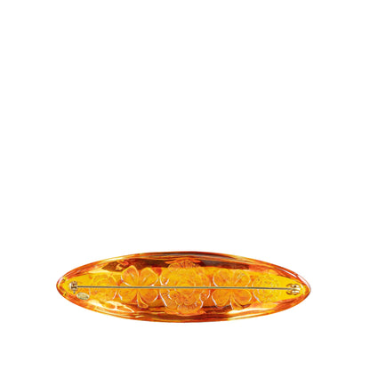 Orange Chanel Resin Camellia and Clover Brooch