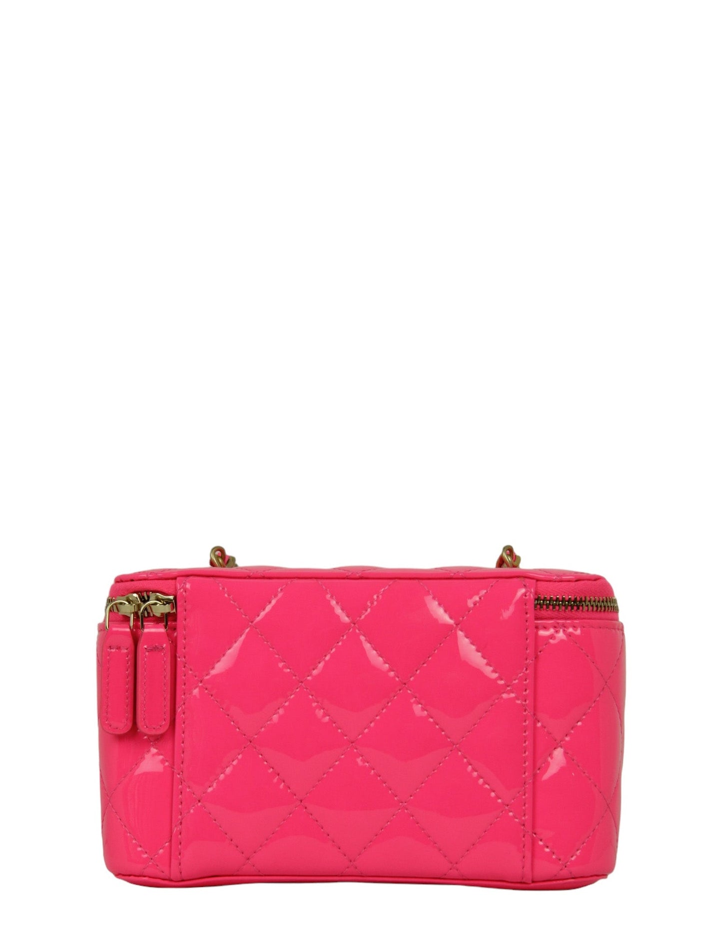 Chanel Neon Pink Patent Pearl Crush Small Vanity Case
