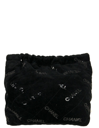 Chanel Black Velvet Sequins Chanel 22 Tote Bag