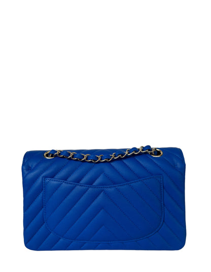 Chanel Blue Caviar Chevron Small Double Flap