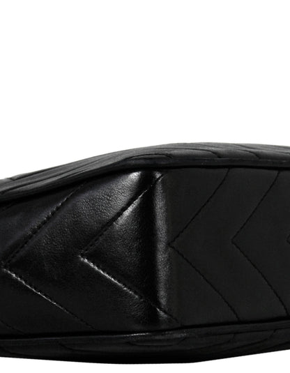 Chanel Vintage Black Lambskin Leather Diamond Quilted Camera Bag