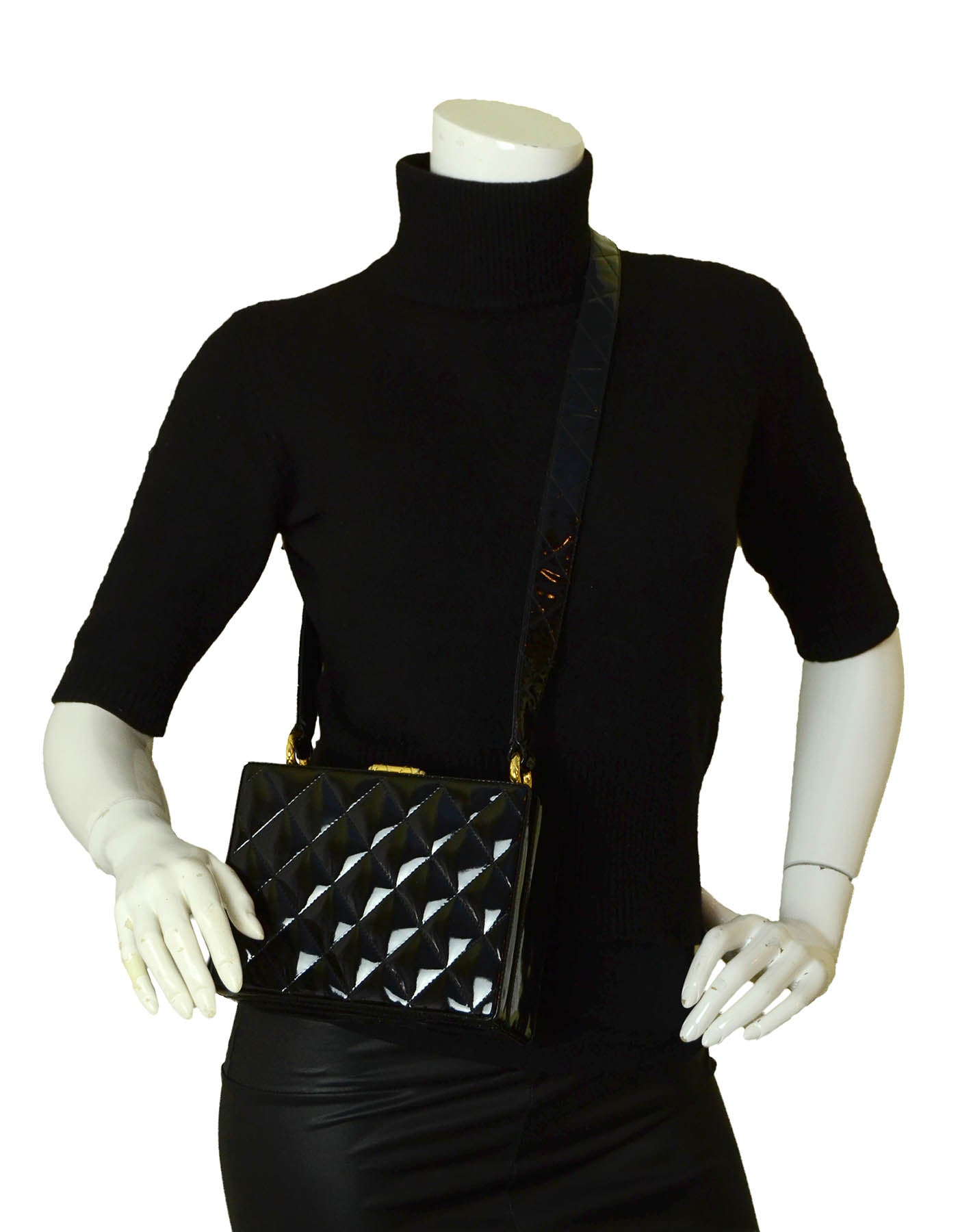 Chanel Vintage Black Patent Hardcase Shoulder/Crossbody Bag