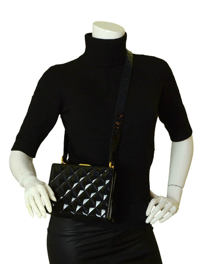 Chanel Vintage Black Patent Hardcase Shoulder/Crossbody Bag