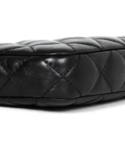 Chanel Black Lambskin Quilted Leather Classic Clutch with Chain