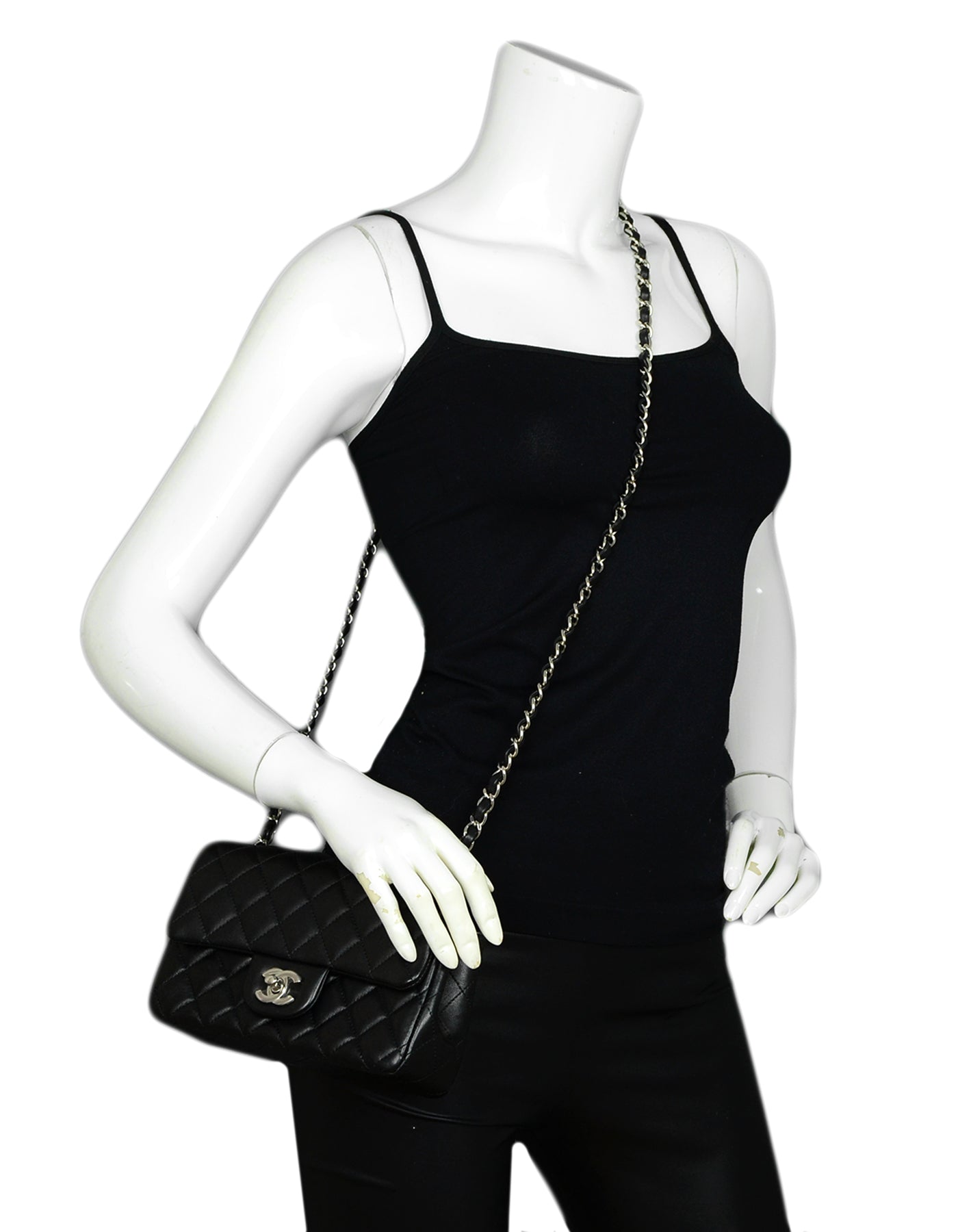 Chanel '19 Black Lambskin Mini Rectangular Classic Flap Bag