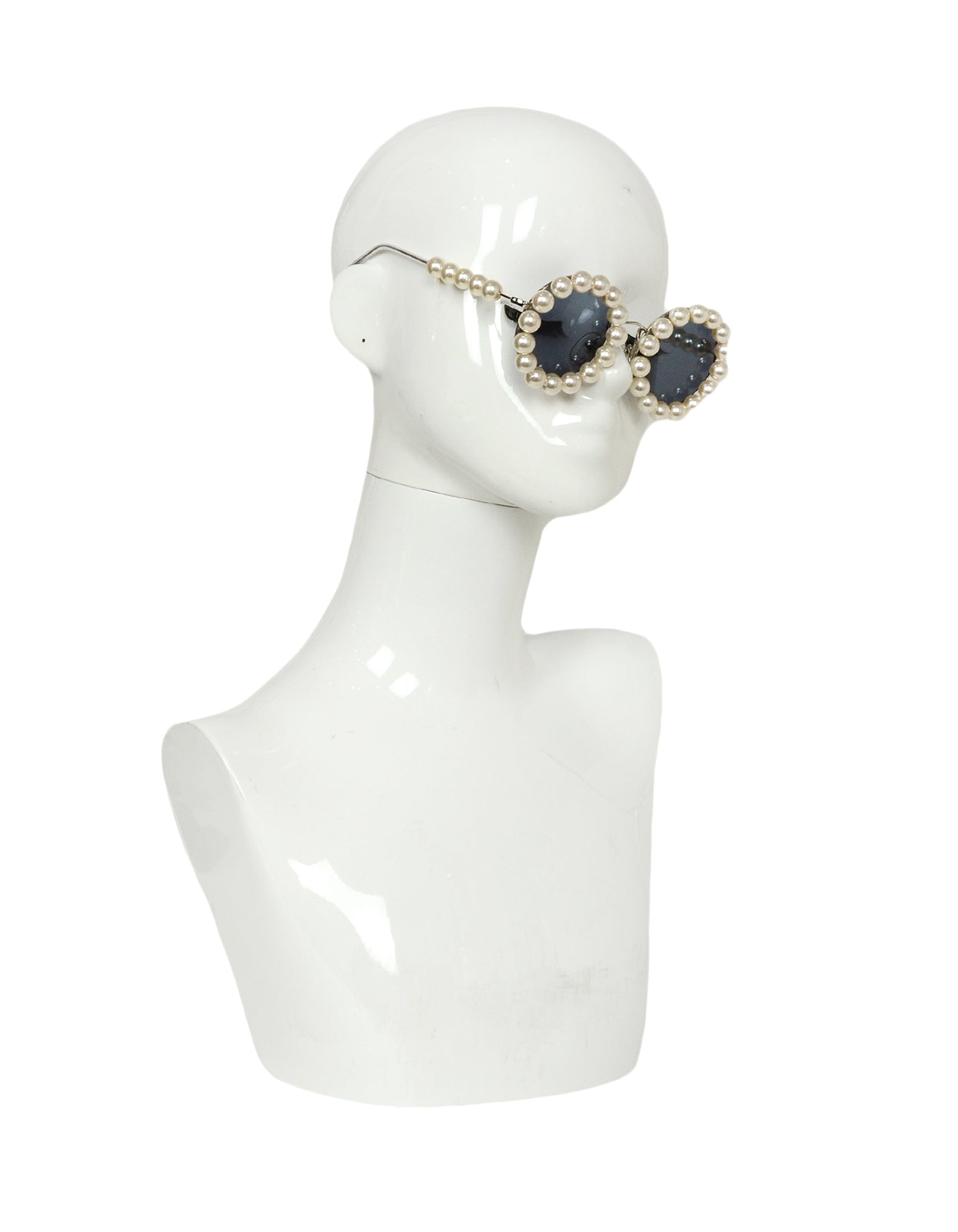 Chanel '90s Runway Round Pearl Framed Sunglasses