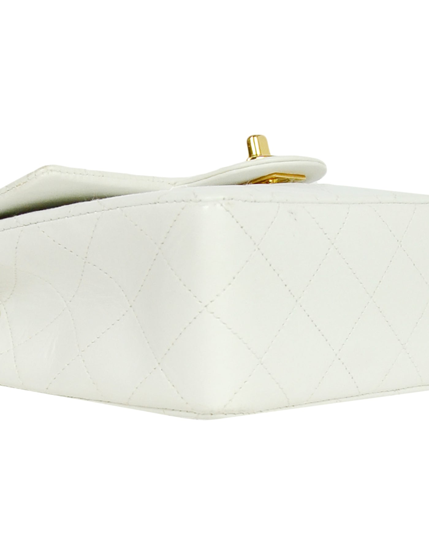 Chanel White Lambskin Leather Quilted Square Mini Flap Classic Bag