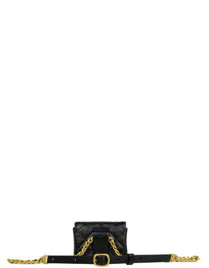 Chanel Black & Gold Caviar Leather Mini Melody Belt Bag Card Holder
