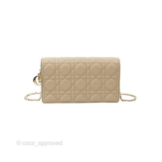Dior Lady Dior Pouch on Chain Sand Cannage Lambskin