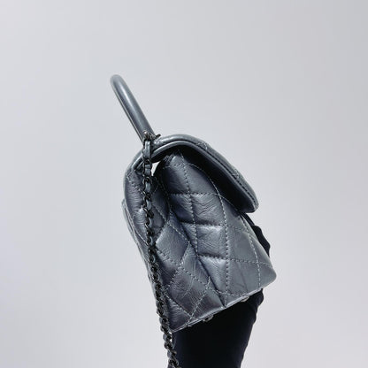 Quilted Mini Coco Handle Flap Silver RHW