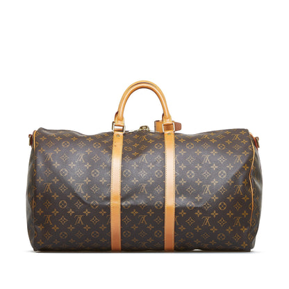 LOUIS VUITTON Monogram Keepall Bandouliere 55 Travel Bag