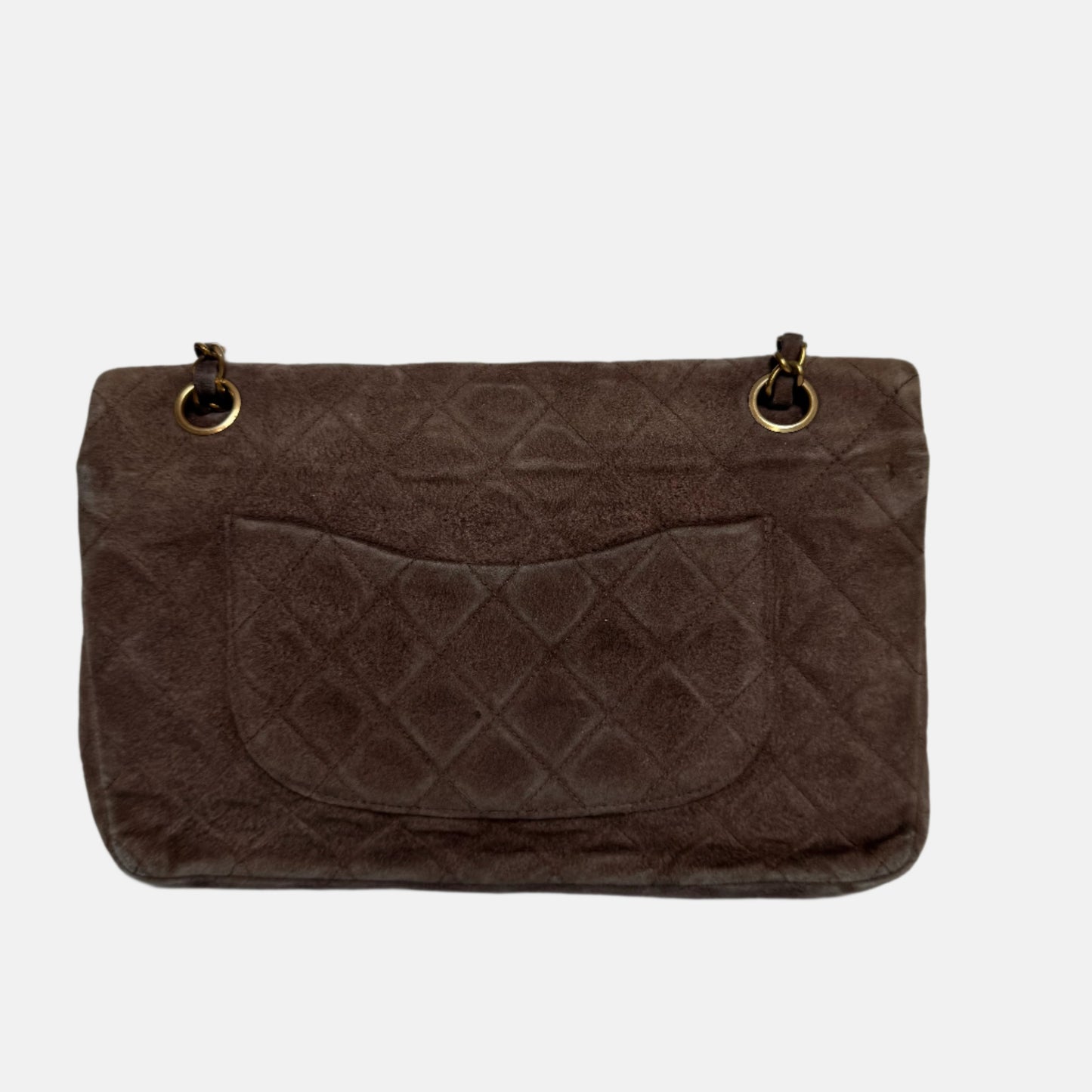 Chanel Classic Flap Vintage Medium Brown Suede Leather with 24k Gold HW, 1991-1994