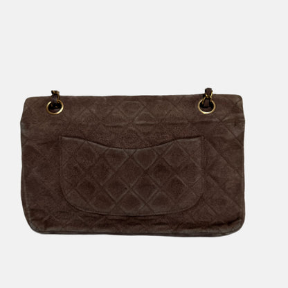 Chanel Classic Flap Vintage Medium Brown Suede Leather with 24k Gold HW, 1991-1994