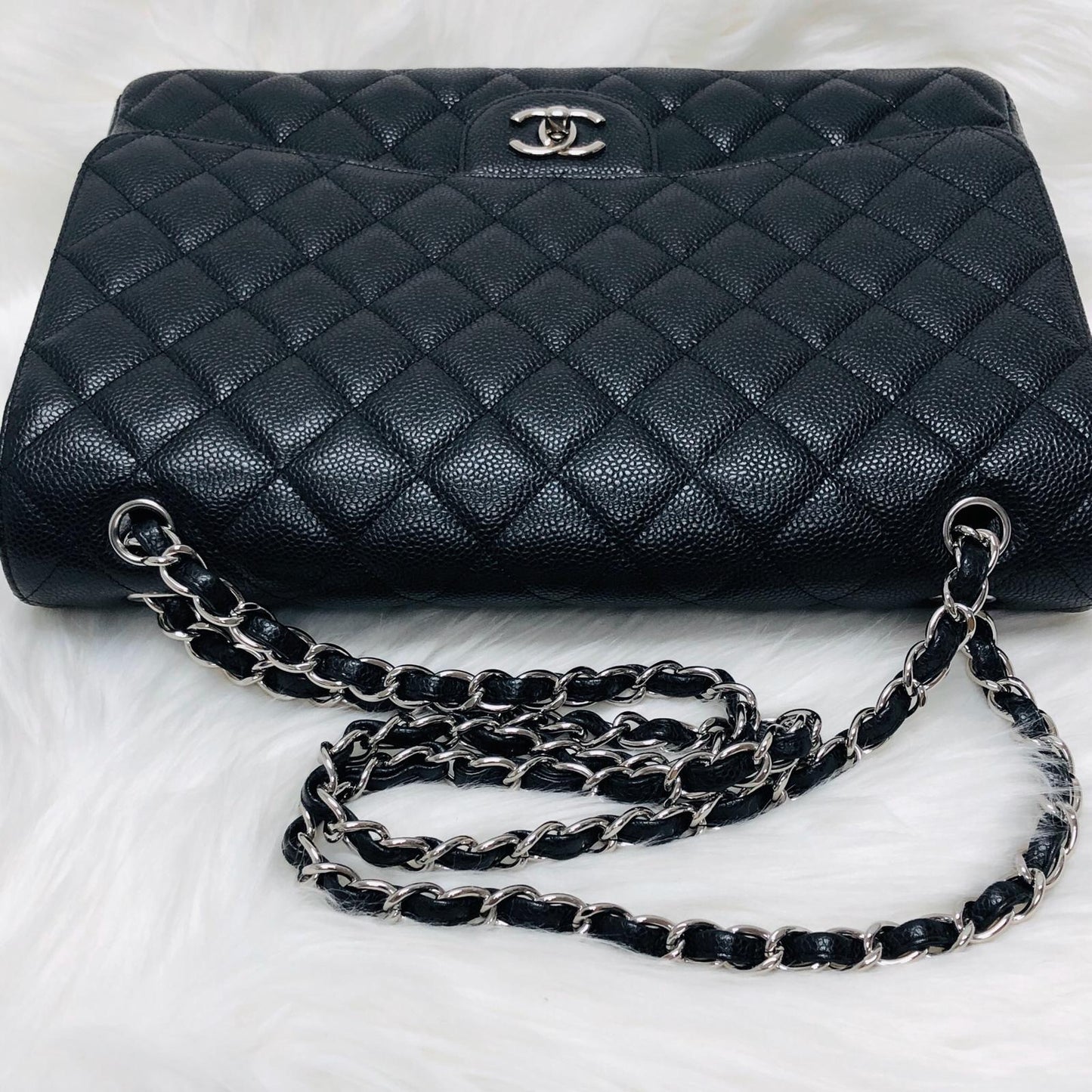 Classic Single Flap Maxi in Black Caviar Leather with SHW