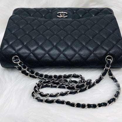 Classic Single Flap Maxi in Black Caviar Leather with SHW