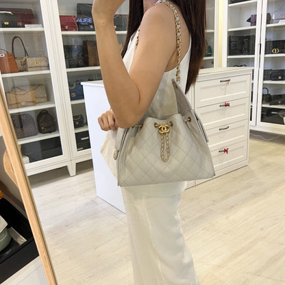 [Un - June 2025] Chanel 25 Small Hobo Bag in Grey Caviar and AGHW (Model: AS5293)