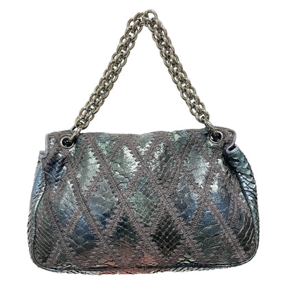 Chanel Hand Bag Iridescent Leather BLK Fishscale Bag