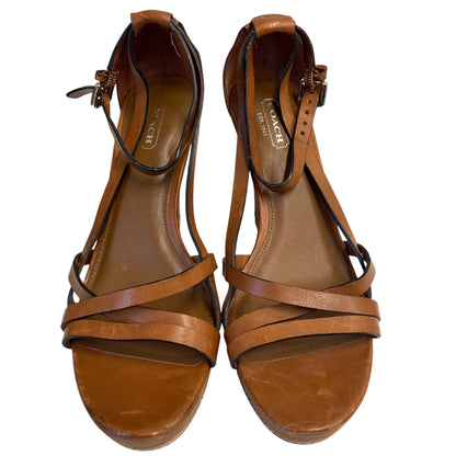 Sandals Designer By Coach In Brown, Size:9