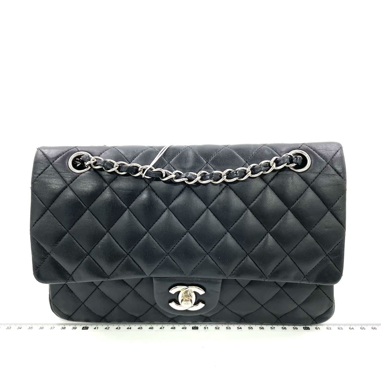 Chanel Timeless Classic Flap Medium Black Lambskin Leather Silver Hardware, 2009-2010