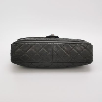 Chanel Now and Forever Large Jumbo Flap Bag Black Lambskin Silver Hardware