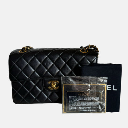 Chanel Double Sided Small Classic Flap Black Lambskin Leather 24k Gold Hardware, 1996-1997
