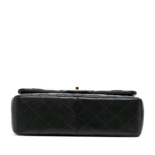 Black Chanel Jumbo Classic Lambskin Double Flap Shoulder Bag