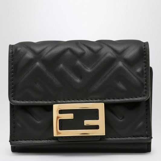 Fendi Black Micro Trifold Baguette Wallet Women