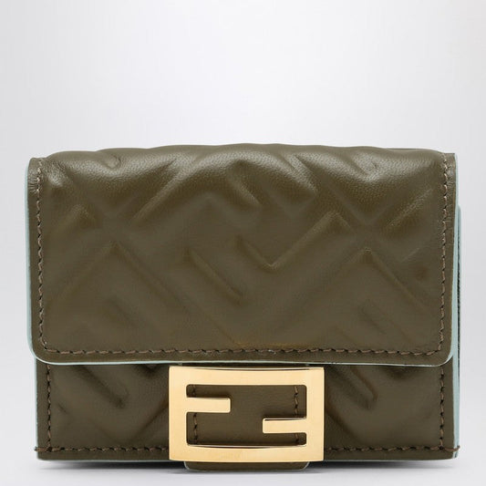 Fendi Green Micro Trifold Baguette Wallet Women