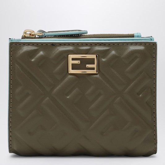 Fendi Small Wallet Slim Baguette In Green Nappa Leather Women