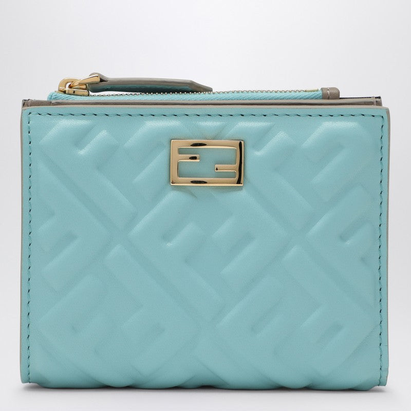 Fendi Small Wallet Slim Baguette In Light Blue Nappa Leather Women