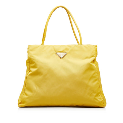 Prada Tessuto Tote Yellow Nylon Canvas