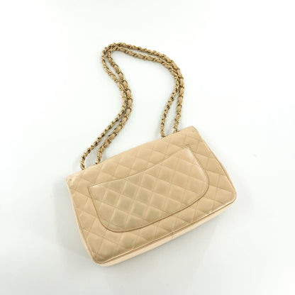 Vintage Jumbo Flap Bag in Beige Caviar Leather
