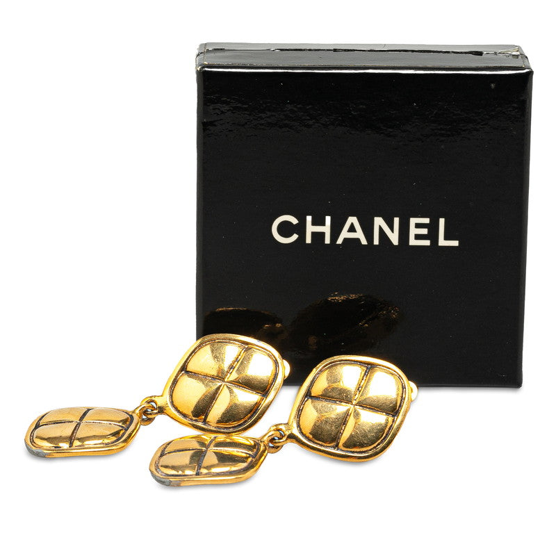 Chanel Quilted Diamond Shaped Drop Earrings  Metal Earrings in Good condition