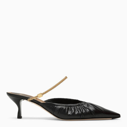 Fendi Colibri Lite Sabot With Heel In Black Leather Women