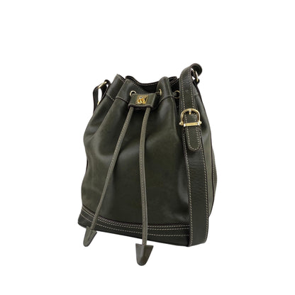 CELINE  Drawstring Shoulder bag Khaki Vintage uphaem