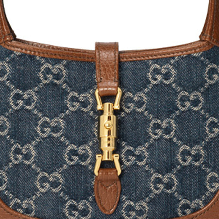 (WMNS) GUCCI Jackie 1961 Series miniDenimSingle Shoulder Bag Brown color combination 637092-2KQGG-8375