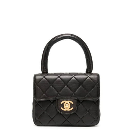 Kelly Quilted Mini Flap Bag Black