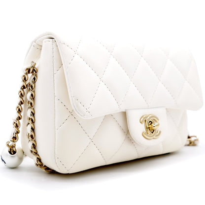Lambskin Quilted Small My Precious Flap White