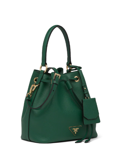 Prada Saffiano Leather Bucket Bag Green