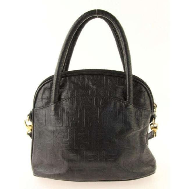 Fendi Black Zucca Print Embossed Leather Two Way Satchel with Removable Strap