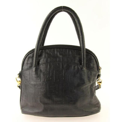 Fendi Black Zucca Print Embossed Leather Two Way Satchel with Removable Strap