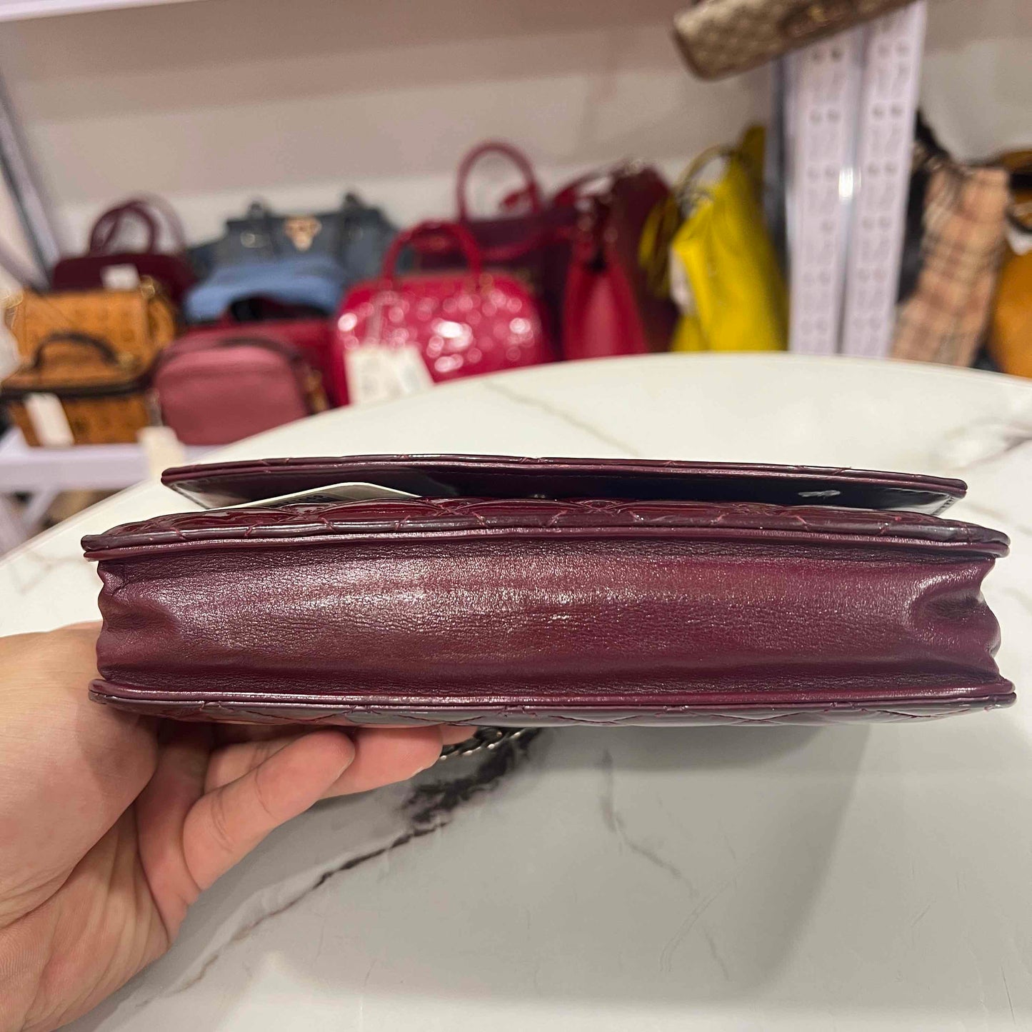 Chanel Red Patent Leather Wallet on Chain WOC Quilted