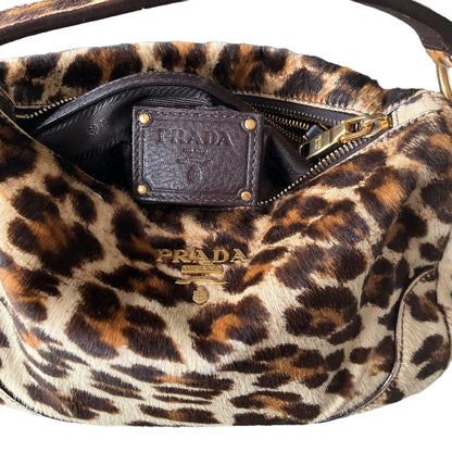 Prada Leopard Hobo Handbag