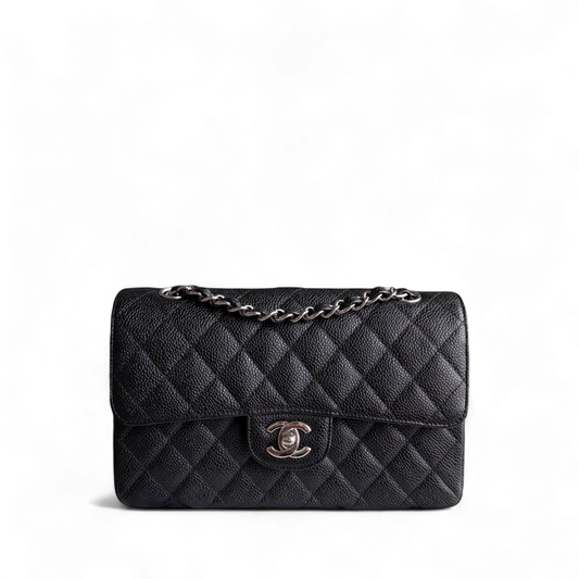 Chanel Classic Flap Small - Caviar 23CM Quilted Grained Calfskin Black Silver Hardware Series 13