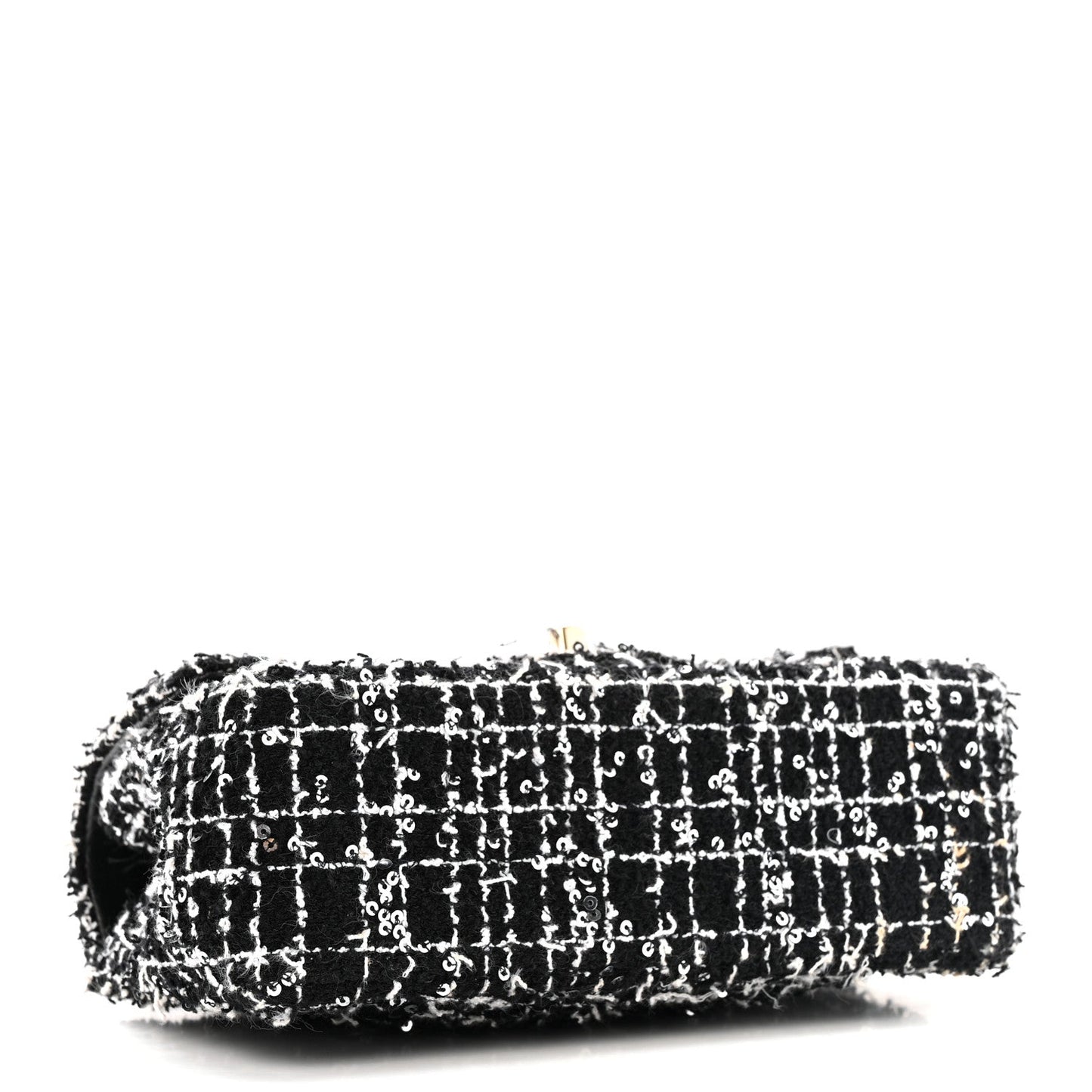 Tweed Quilted Mini Top Handle Rectangular Flap Black White