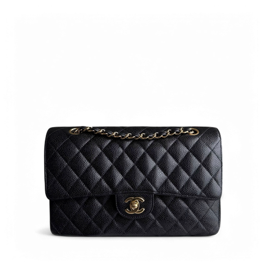 Chanel Classic Flap Medium - Caviar 25CM Quilted Black Gold Hardware Series 19