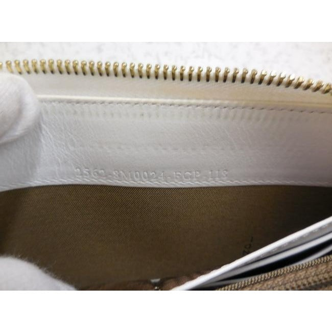 Fendi White Saffiano Leather With Gold Hardware Xl Zip Around Checkbook Wallet