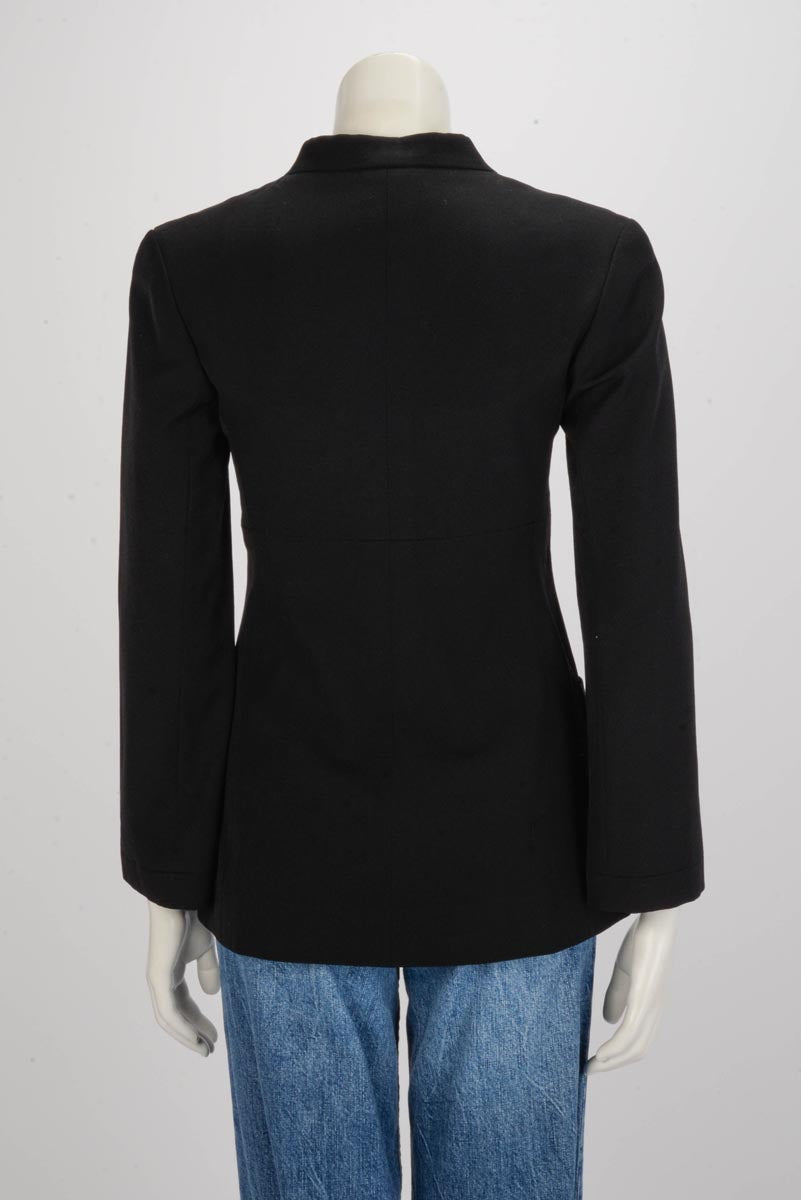 Chanel Black Wool Mandarin Collar Jacket FR 38