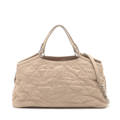 Chanel Wild Stick Leather Chain Shoulder Bag Coco Beige Silver Gold