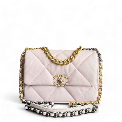 Chanel 19 Bag Small - C19 Goatskin Light Sakura Pink Quilted Two-tone Hardware Series 31